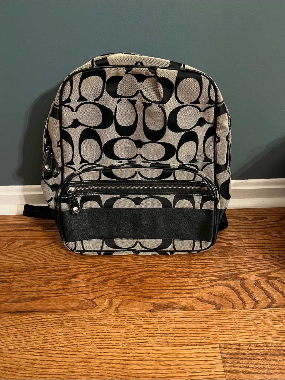 Coach Backpack in Black & Gray Signature Print F77171